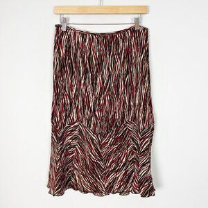 Y2K Alfani Silk Lettuce Hem Skirt Fall Abstract Pattern Size 12 Women's